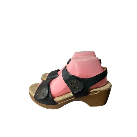 Dansko Shoes Clogs Sandals Women Size 40 US 9 Black Leather Ankle Strap - Picture 1 of 8